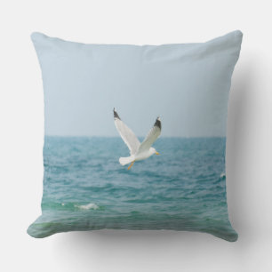 Gull flying above sea cushion
