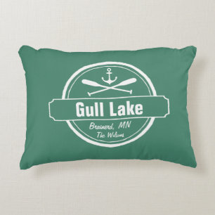 Gull Lake Minnesota anchor, paddles town and name Decorative Cushion