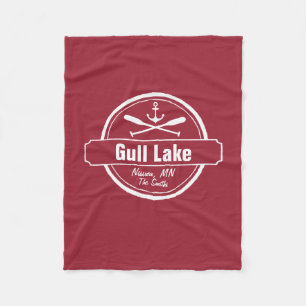 Gull Lake Minnesota anchor, paddles town and name Fleece Blanket