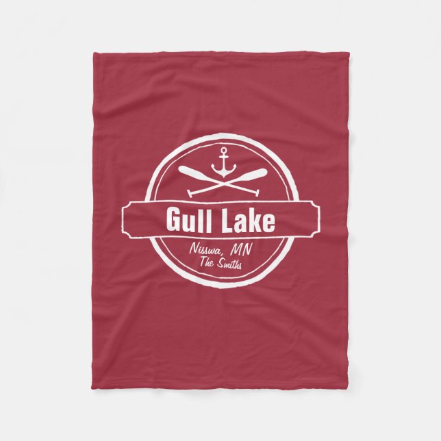 Gull Lake Minnesota anchor, paddles town and name Fleece Blanket (Front)