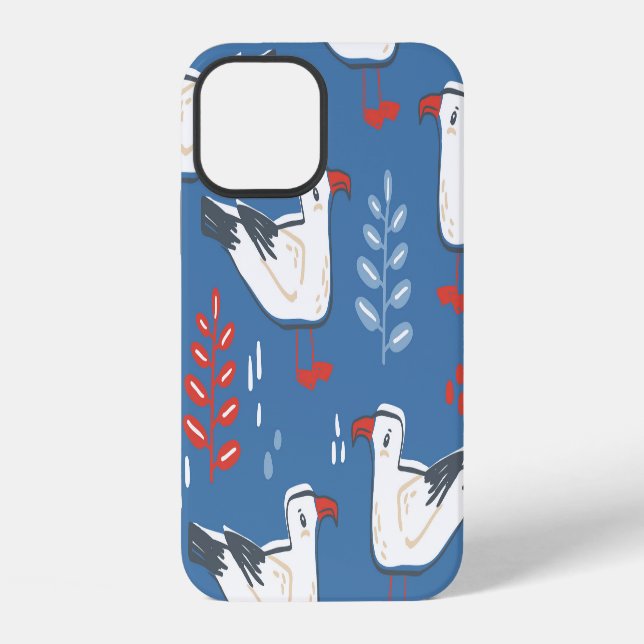 Gull walking: vintage seamless pattern. iPhone case (Back)