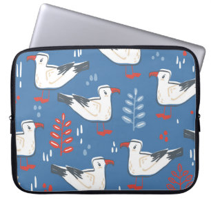 Gull walking: vintage seamless pattern. laptop sleeve