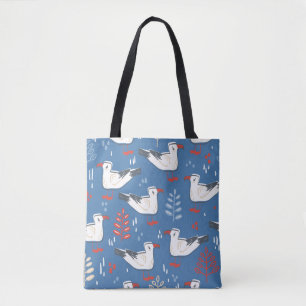 Gull walking: vintage seamless pattern. tote bag