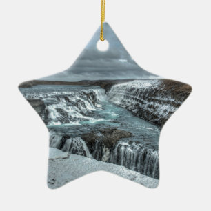 Gullfoss Waterfall, Iceland Ceramic Tree Decoration