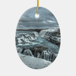 Gullfoss Waterfall, Iceland Ceramic Tree Decoration