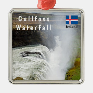 Gullfoss waterfall - Southwest Iceland Metal Tree Decoration