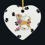 Gulliver's Angels Chihuahua Ceramic Heart Ornament<br><div class="desc">Capture your favourite 4 footed angel's heart on a whimsical ceramic ornament. Personalise your message on the back. A gift guaranteed to win hearts. Or fill a special tree with ornaments expressing your love.</div>