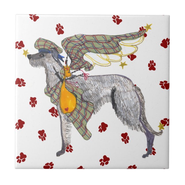 Gulliver's Angels Scottish Deerhound Tile Trivet (Front)
