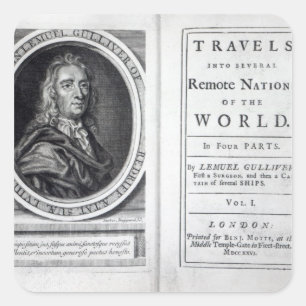 'Gulliver's Travels' by Jonathan Swift, 1726 Square Sticker