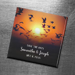 Gulls Sunset Photo Wedding Save the Date Magnet<br><div class="desc">Create your own save the date photo magnet with a black ombre area for text such as the bride and groom's name and wedding date. Beach or seaside wedding save the date. Lakeside sunset dinner cruise photo. Add your own photo to create your own wedding favours. Tropical destination wedding magnets....</div>