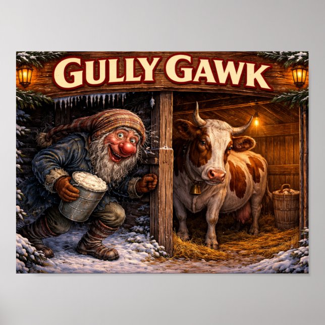 Gully Gawk Icelandic Yule Lad postcard Poster (Front)