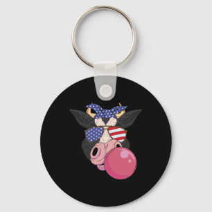 Gum Cow 4th Of July Design Usa Patriotic Cow Key Ring