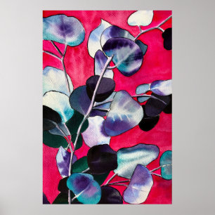Gum leaves Eucalyptus watercolor art Poster