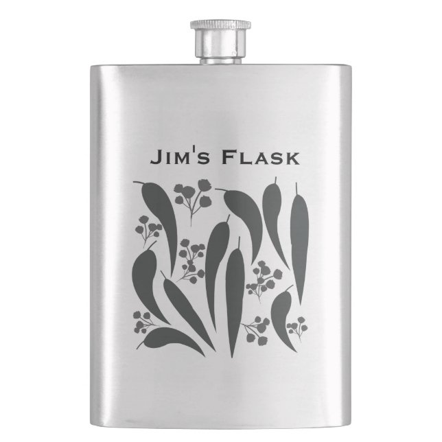 Gum Leaves & Gumnuts Hip Flask (Front)