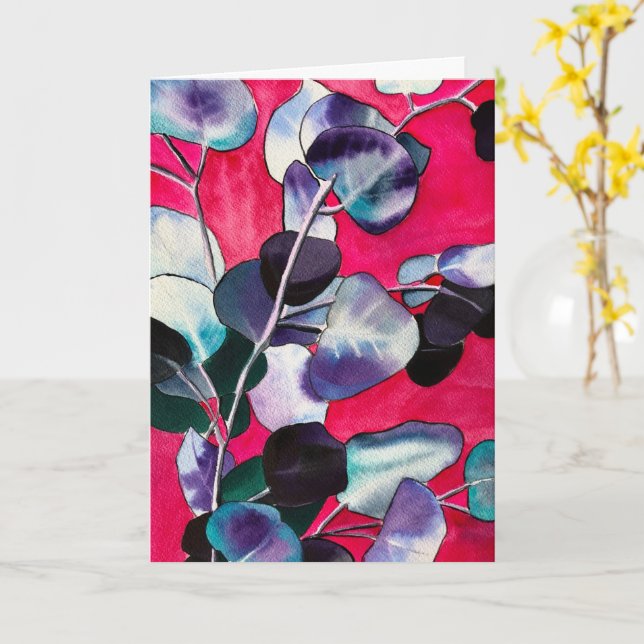 Gum leaves watercolor art card (Yellow Flower)