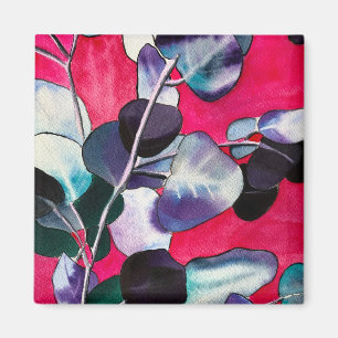 Gum leaves watercolor art magnet