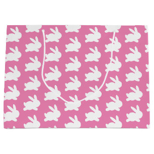 Gum Pink White Bunny Rabbit Pattern Girl Large Gift Bag