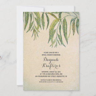 Gum tree leaves elegant vintage bridal shower invitation