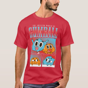 Gumball and Darwin Panels Colorful Cat and Fish Ca T-Shirt