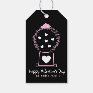 Gumball Hearts Floating Valentines Day Black Gift Tags