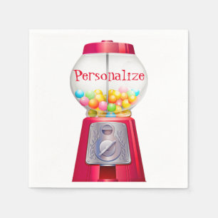 Gumball machine bubblegum vintage cute red party napkin