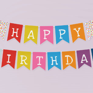 Gumball Machine Candy Bubble Gum Happy Birthday Bunting