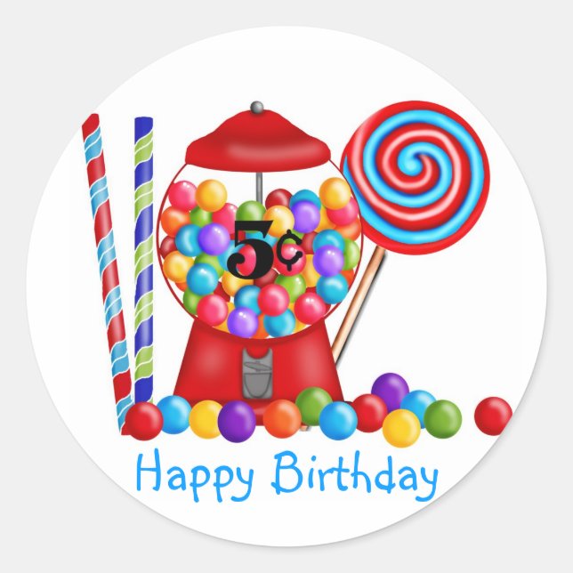 Gumball Machine Candy Lollipop Classic Round Sticker (Front)