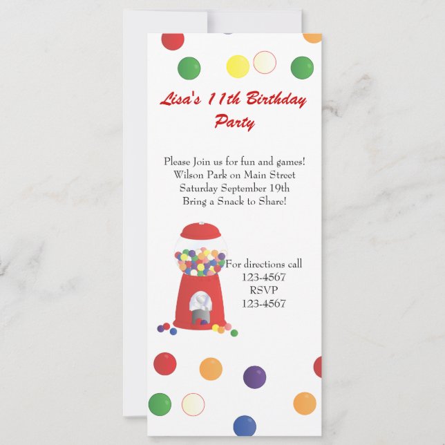 Gumball Machine Invitation (Front)