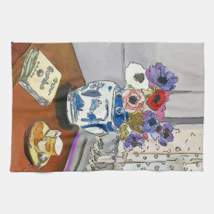 Gumbo Book, Flowers, Vase, after Matisse Tea Towel