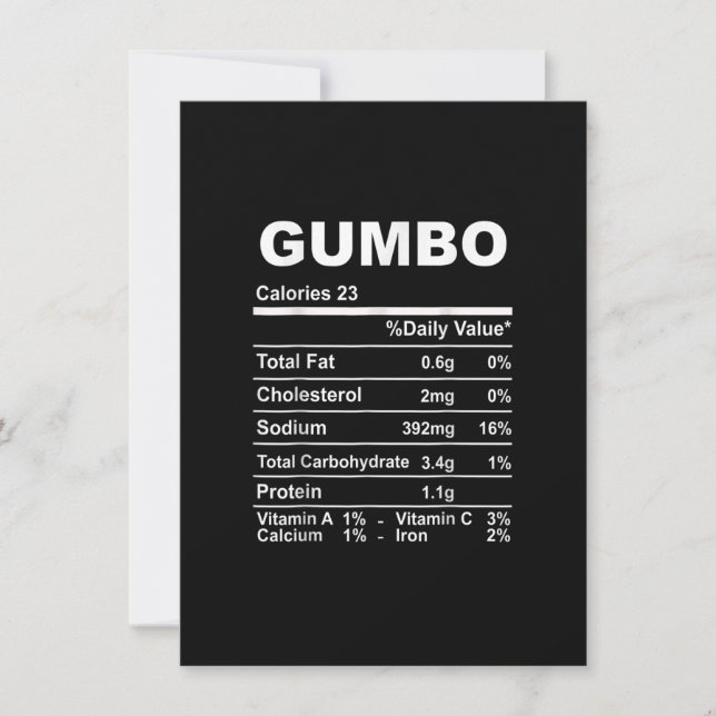 Gumbo Nutrition Facts Thanksgiving Invitation (Front)