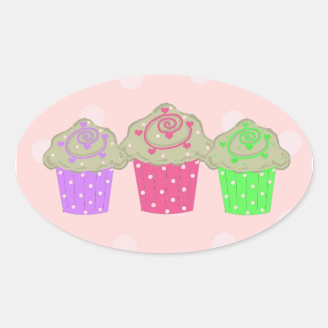 Gumdrop Cupcakes Oval Sticker (Front)
