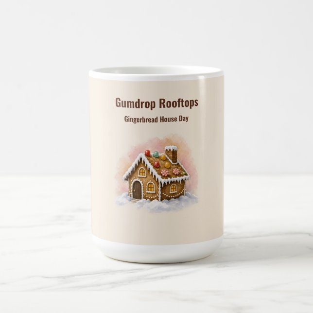 Gumdrop Rooftops Gingerbread House Day Coffee Mug (Center)