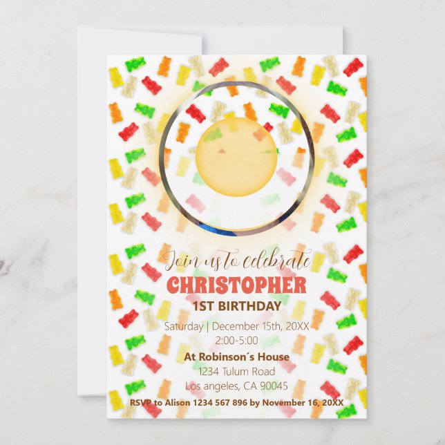 Gummies & Confetti Birthday Invitation (Front)