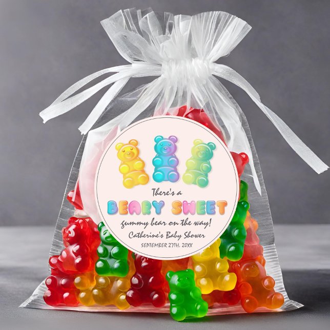 Gummy Bear Colourful Jelly Candy Baby Shower Classic Round Sticker (Creator Uploaded)