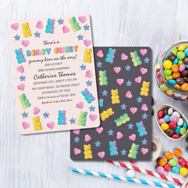 Gummy Bear Colourful Jelly Candy Baby Shower Invitation (Creator Uploaded)