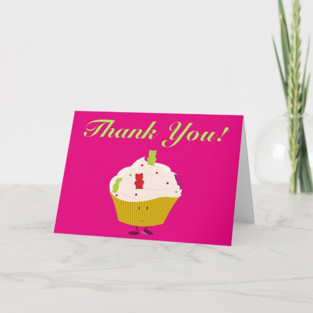 Gummy Bear Cupcake thank you Card (Front)