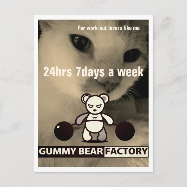 Gummy Bear Factory Gym/Fitness  Postcard (Front)