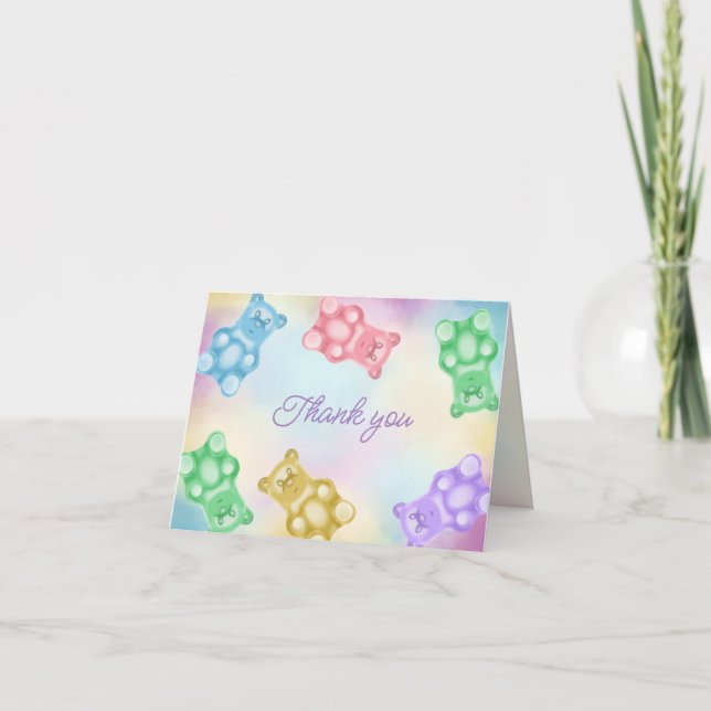 Gummy Bear Modern Realistic Folded Thank You Card (Front)