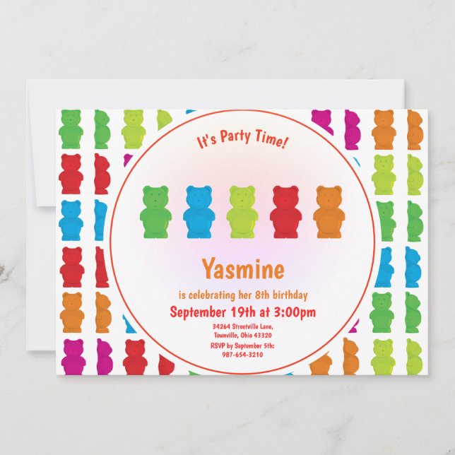 Gummy Bear Pattern Kid’s Birthday Invitation (Front)