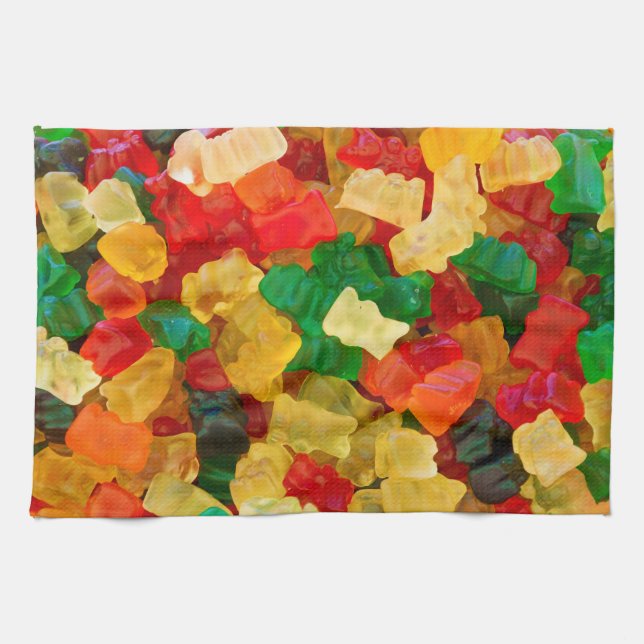 Gummy Bear Rainbow Coloured Candy Tea Towel (Horizontal)