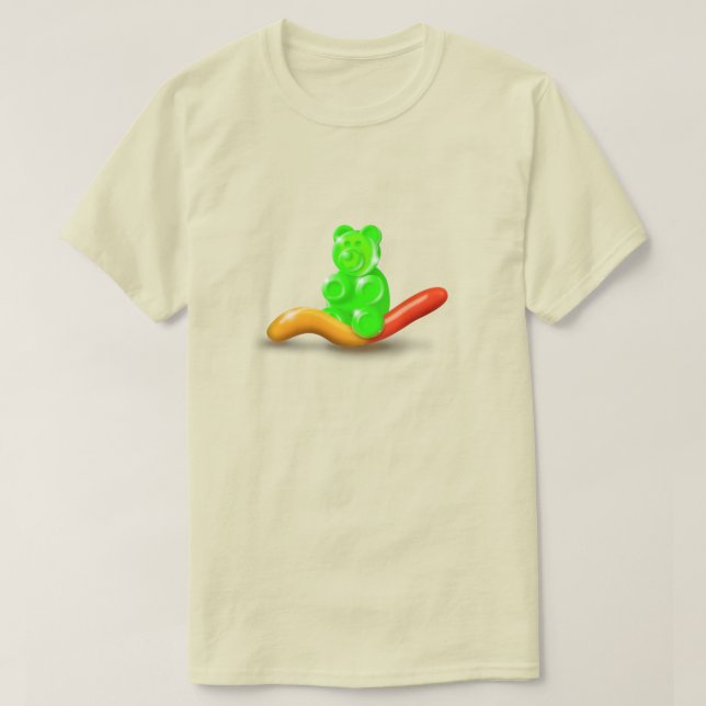 Gummy Bear Riding Gummy Worm Men's T-Shirt (Design Front)