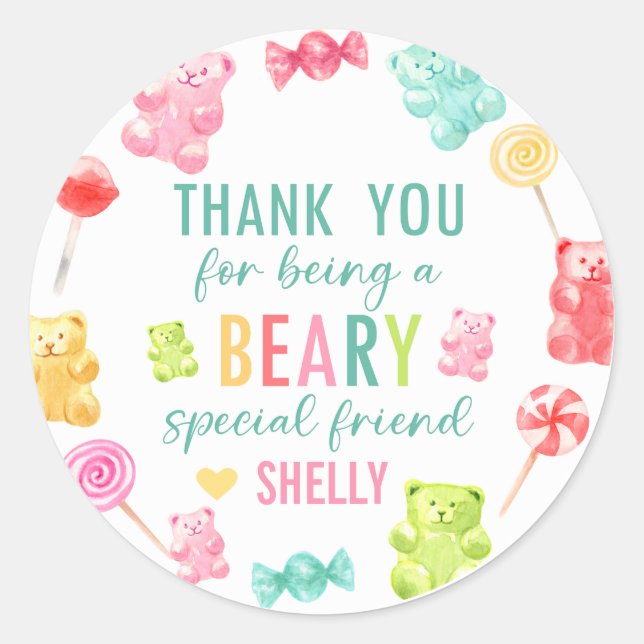 Gummy Bears Candy Valentine's Day Stickers (Front)