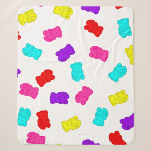 gummy bears colourful rainbow candy sherpa blanket