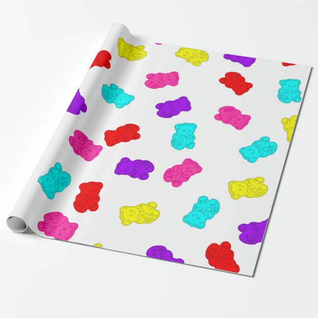 gummy bears colourful rainbow candy wrapping paper (Unrolled)