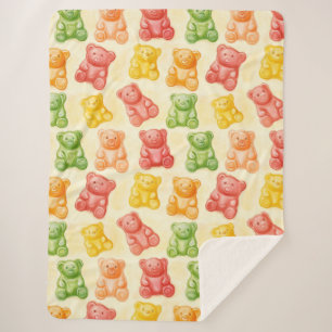 Gummy Bears Mint Pink Yellow Fruit Birthday Sherpa Blanket