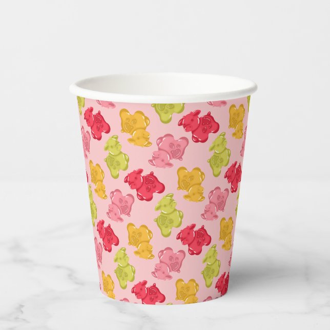 Gummy Cows Tropical Fruit Pink Paper Cups (Front)