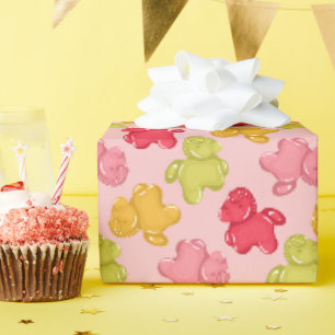 Gummy Horse Pink Tropical Fruit Wrapping Paper