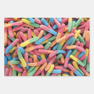 Gummy Worms Wrapping Paper Sheet