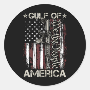 Gun American Flag Patriots Gulf Of Usa America On  Classic Round Sticker
