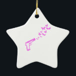 Gun Butterflies Pink Ceramic Tree Decoration<br><div class="desc">Holiday Ornaments</div>